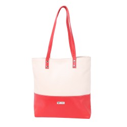 Beau Design Stylish  Cream Color Imported PU Leather Casual Tote Handbag With For Women's/Ladies/Girls